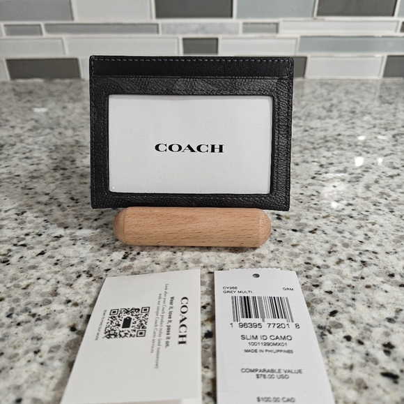 Coach Slim Id Card Case In Signature Camo Print Black - Picture 6 of 7